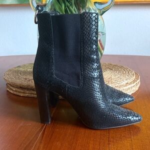PAIGE Black Textured Heeled Boots